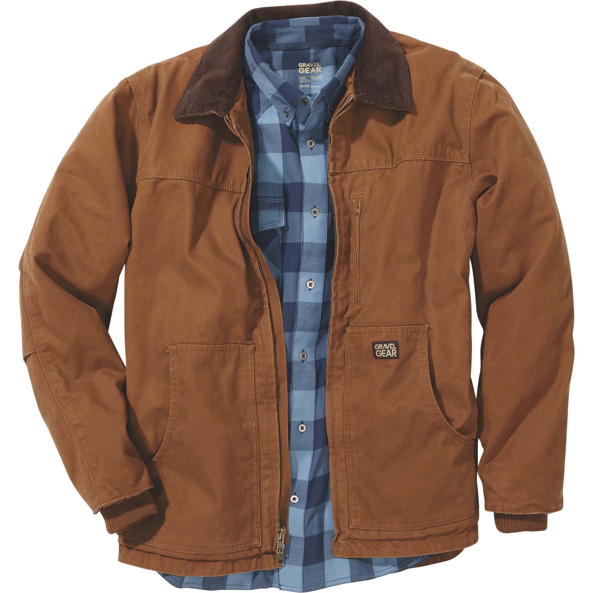 Gravel Gear Men's Washed Duck Chore Coat - Brown, Medium